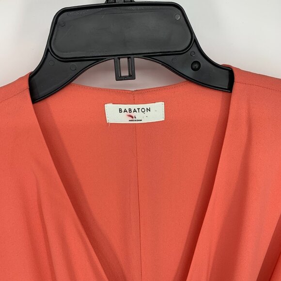 Aritzia Babaton Wallace Wrap Dress V Neck Coral Pink Mini NWT - Picture 4 of 14